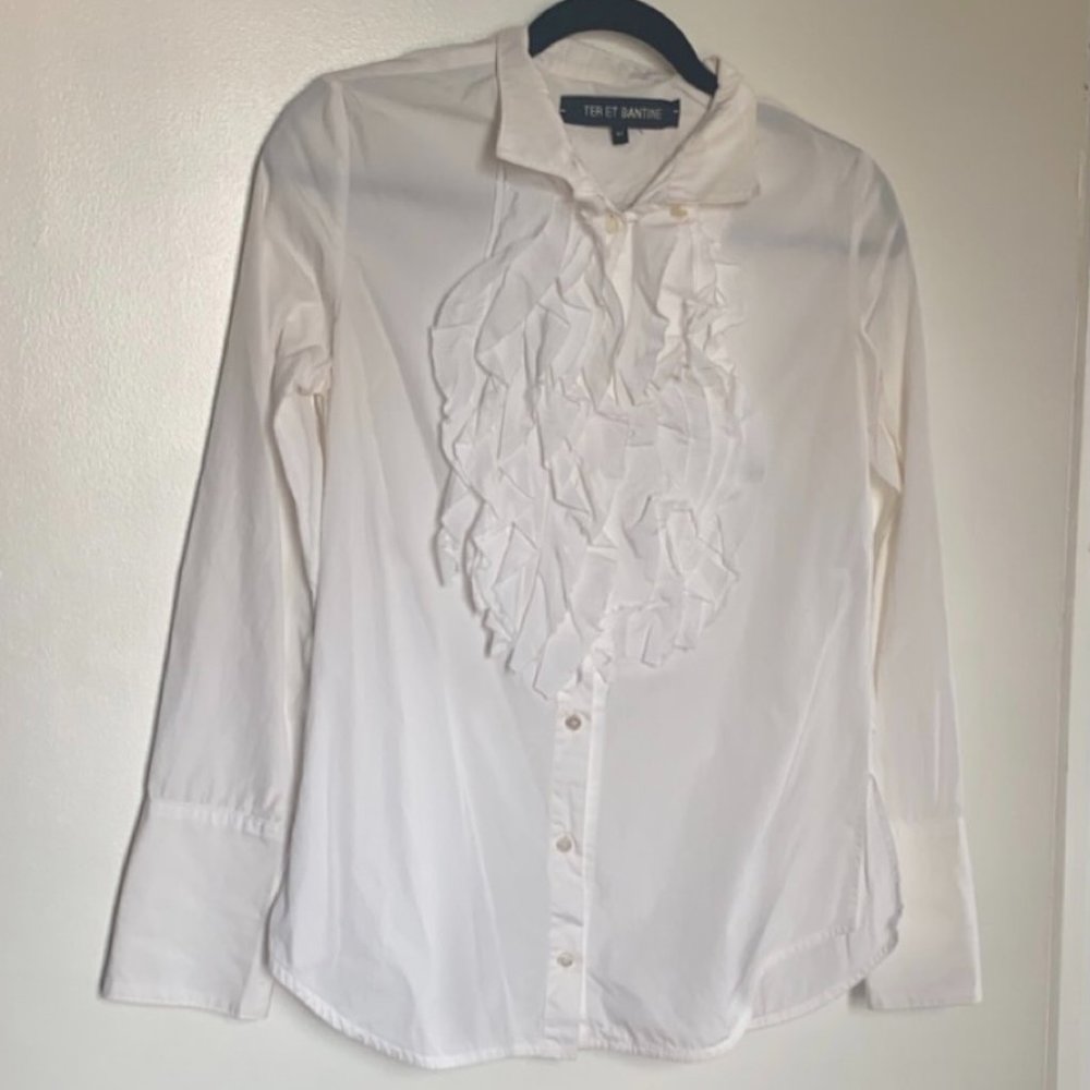 TER ET BANTINE White Ruffled Blouse - size 44